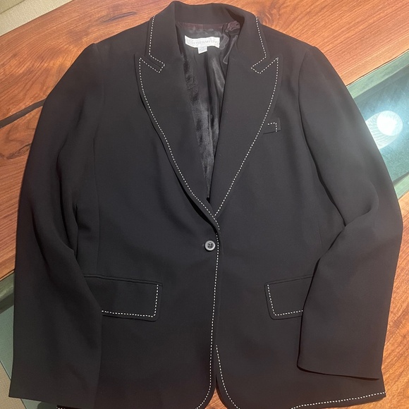 Business Jacket Black With While Stitching - Picture 1 of 5